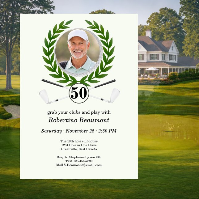 Invitation Expérience de joueur de golf élégant 50e anniversa (Créateur téléchargé)