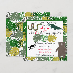 Invitation Explorons Birthday Jungle Safari Anniversaire