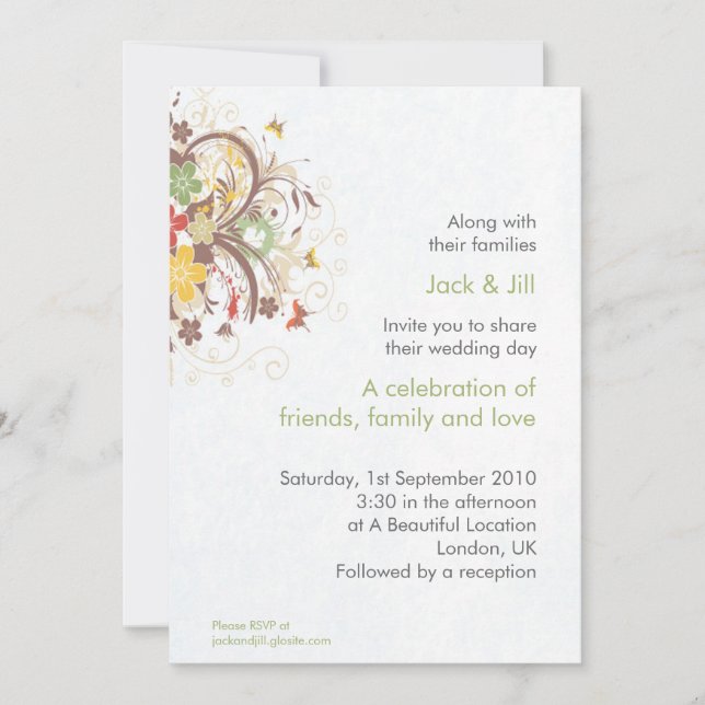 Invitation Explosion de fleurs 5x7 (Devant)