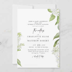 Invitation Exquis Mariage floral blanc moderne