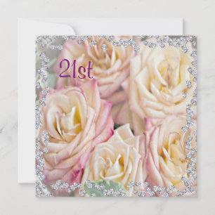 Invitation Exquises Roses & Diamants 21e Anniversaire