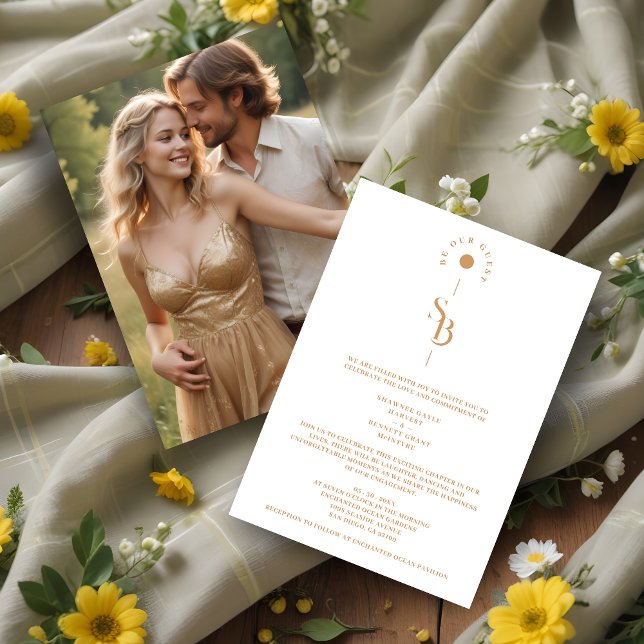Invitation Exquisite Chic Minimalist Gold Wedding Initials (Exquisite Chic Minimalist Gold Effect Wedding Initials Invitation Card.)