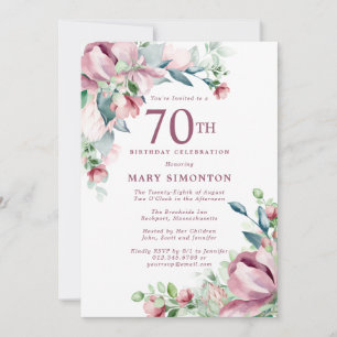 Invitation Exquisite Rose Florale Rose 70e Anniversaire
