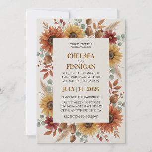 Invitation Extérieur Chic Tournesol Automne