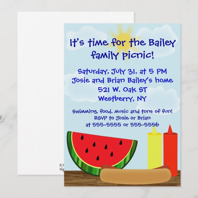 Invitation extérieure de barbecue (Devant / Derrière)