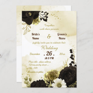 Invitation Extraordinaire fleurs d'ivoire brun mariage