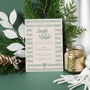 Invitation Fa La Jingle Mingle Feuille Vintage Musique Noël