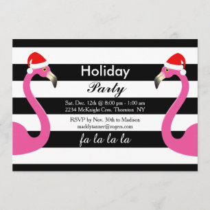 Invitation Fa la la la Flamant rose Fête de Vacances Invitati