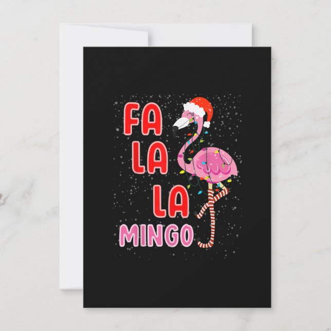 Invitation Fa la Mingo Flamant rose rose Santa Hat Joyeux (Devant)