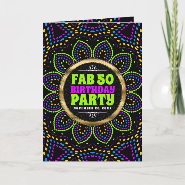 Invitation FAB 50e anniversaire Super Rave Flower Party (Devant)