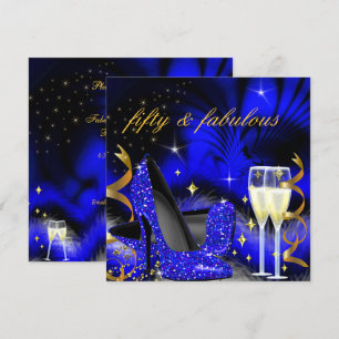 Invitation Fabrique cinquante Royal Blue High Heels Gold Blac