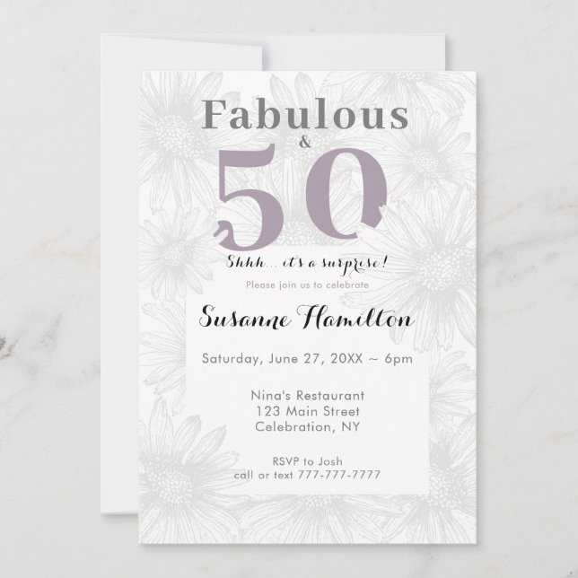 Invitation Fabrique & Cinquante Simple Flower Grey (Devant)