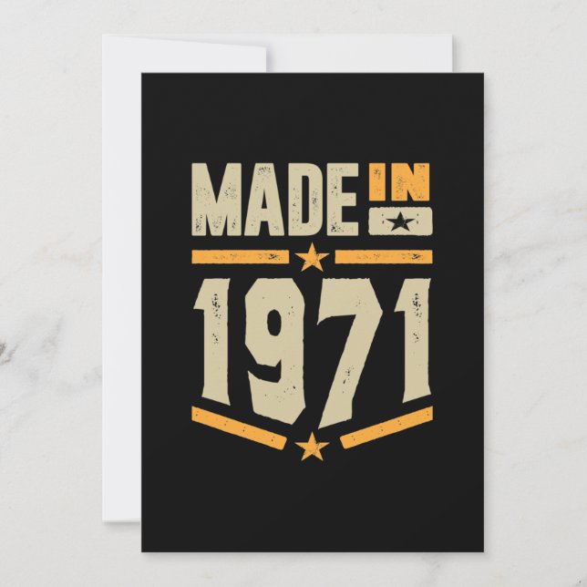 Invitation Fabriqué en 1971 Cadeau d'anniversaire (Devant)