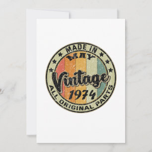 Invitation Fabriqué en mai vintage 1974 toutes pièces d'origi