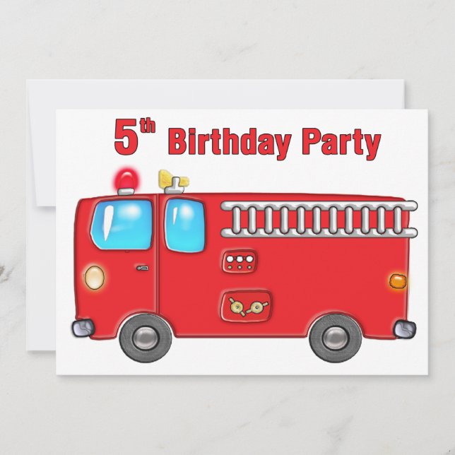 Invitation Fabrique Fire Truck 5e anniversaire (Devant)