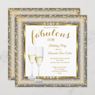Invitation Fabrique Gold Silver Champagne Photo Anniversaire 