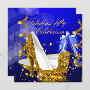 Invitation Fabrique Parties scintillant Bleu Or Haut talon An