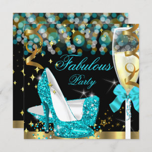 Invitation Fabrique Parties scintillant bleue Turquoise haute