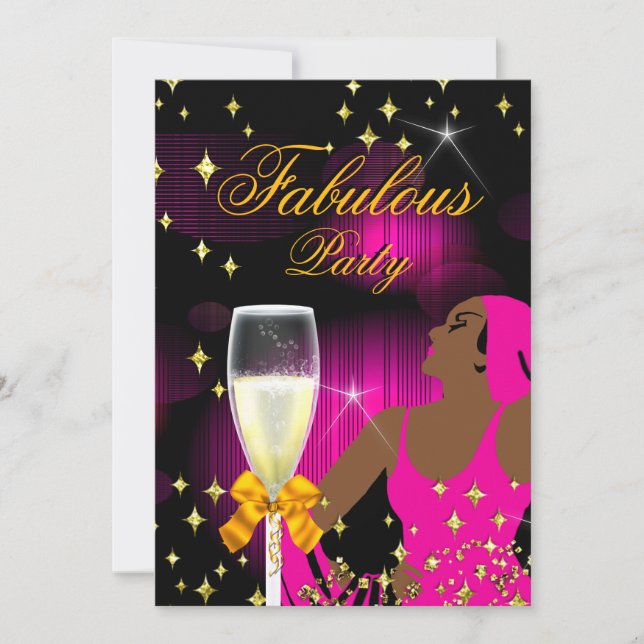 Invitation Fabrique Parties scintillant rose chaud Diva fête  (Devant)