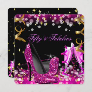 Invitation Fabrique Parties scintillant rose chaud talon haut