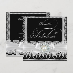 Invitation Fabrique Party Black White Pearl Lace Bow