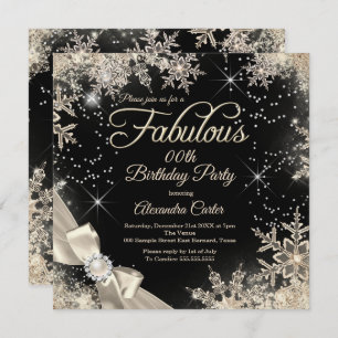 Invitation Fabrique Party Pearl Bow Beige Black Snowflake