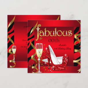 Invitation Fabrique Red Champagne Party Black Zebra