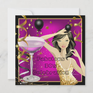 Invitation Fabulable 30ème Anniversaire Rose Or Noir
