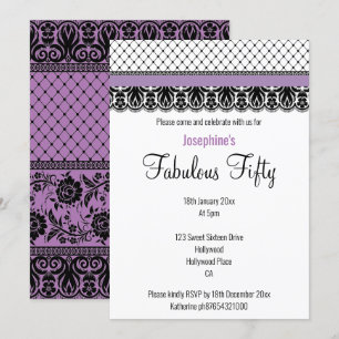 INVITATION FABULE PERSONNALISÉ ÉLÉGANT À 50 PURPLE LACE