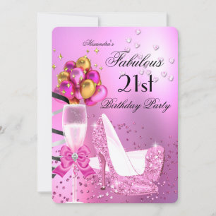 Invitation Fabuleux 21ème Shimmer Light Pink Heels Anniversai