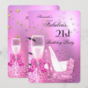Invitation Fabuleux 21ème Shimmer Light Rose Talons Anniversa