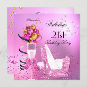 Invitation Fabuleux 21ème Shimmer Light Rose Talons Anniversa