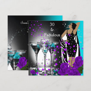 Invitation Fabuleux 30 30e anniversaire Turquoise violet Rose