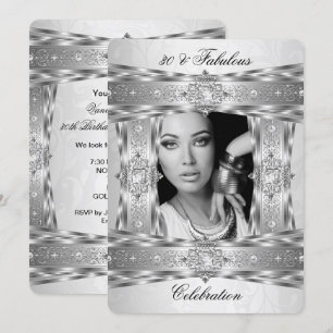 Invitation Fabuleux 30 Elegant Diamond Gem Silver White Photo