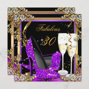 Invitation Fabuleux 30 Purple Gold Black fête d'anniversaire