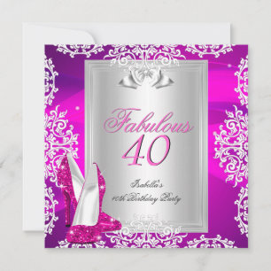 Invitation Fabuleux 40 40e anniversaire fête Chaussures roses