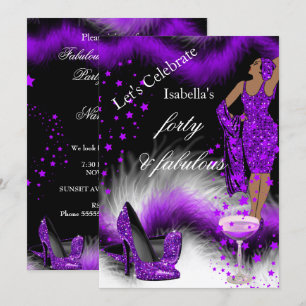 Invitation Fabuleux 40 Lady Purple Champagne Anniversaire