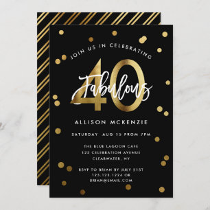 Invitation Fabuleux 40   Moderne Elegant Or Style Anniversair