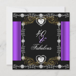 Invitation Fabuleux 40 Purple Black Silver Gold 40e anniversa