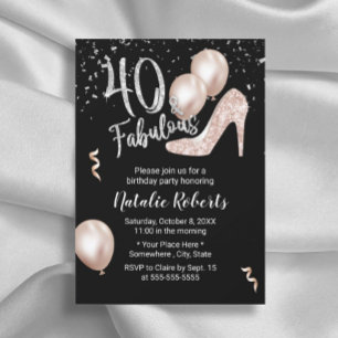Invitation Fabuleux 40 Rose Gold High Heel 40e anniversaire