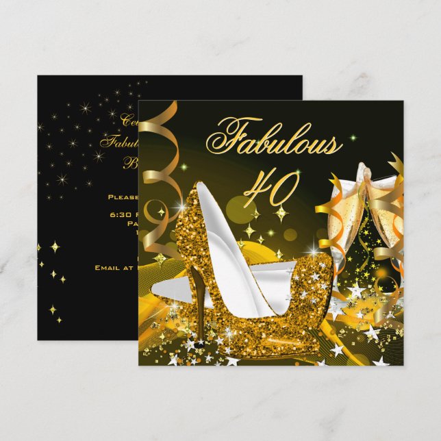Invitation Fabuleux 40 Soirée d'anniversaire de la femme (Devant / Derrière)