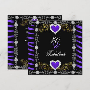 Invitation Fabuleux 40 Zebra Purple Black Silver 40e fête