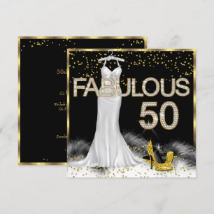 Invitation Fabuleux 50 Black Gold White Birthday Party