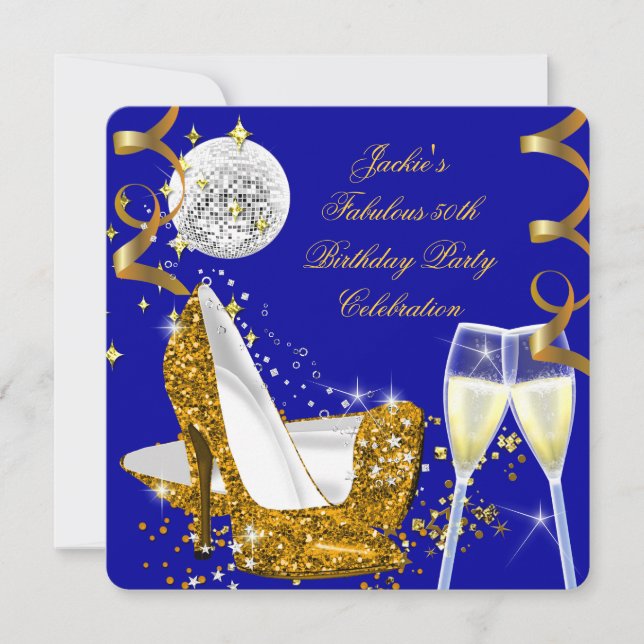 Invitation Fabuleux 50 Blue Gold Parties scintillant High Hee (Devant)
