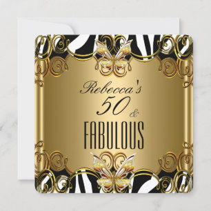 Invitation Fabuleux 50 Bronze Or Noir Blanc Zèbre