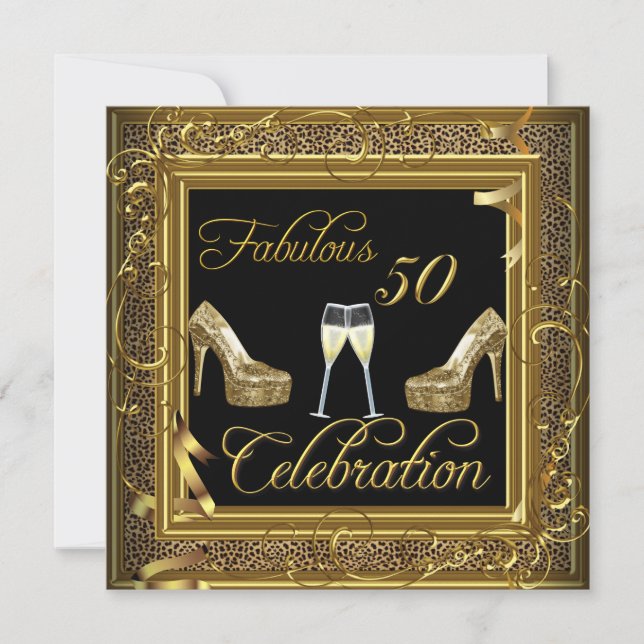 Invitation Fabuleux 50 Celebration Gold Black Champagne (Devant)
