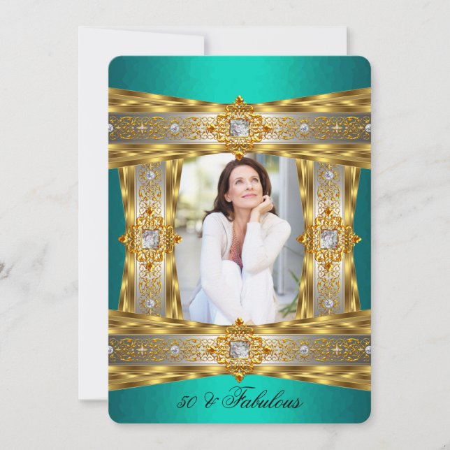 Invitation Fabuleux 50 Elegant Diamond Gem Gold Jade Photo (Devant)