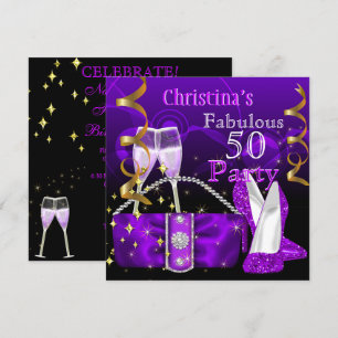 Invitation Fabuleux 50 Fantastique Champagne violet haute tal