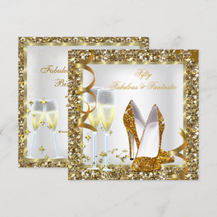 Invitation Fabuleux 50 Fantastique fête d'anniversaire d'or b
