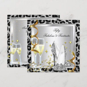 Invitation Fabuleux 50 & Fantastique léopard d'argent Anniver